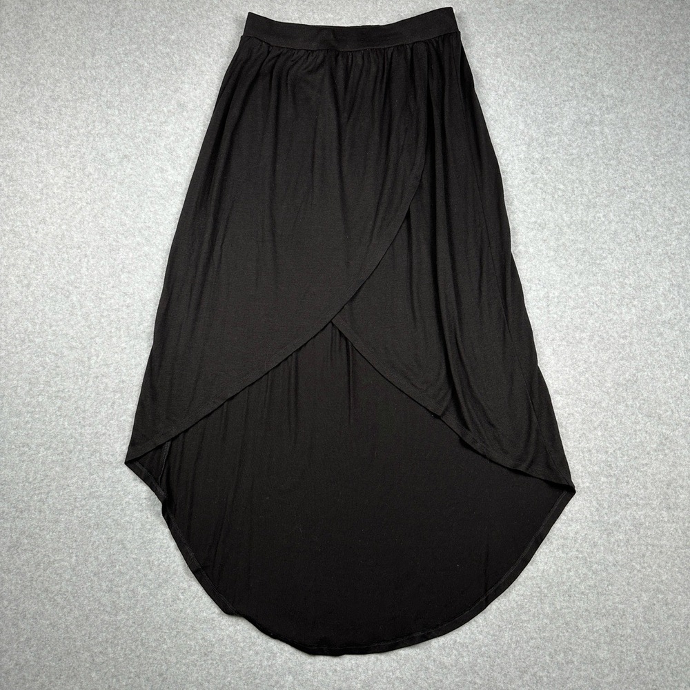 Bobbie Brooks Skirt Womens M Black Wrap High Low Hem Stretch Comfort Boho Casual